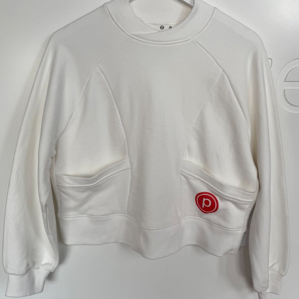 Peloton White Cropped Pocket Sweatshirt